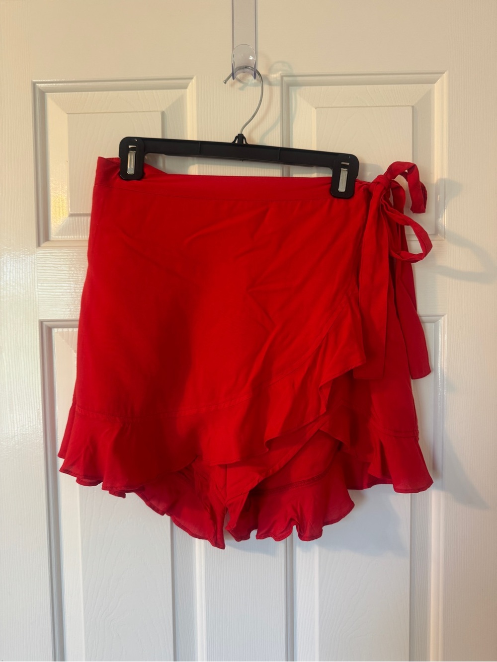 Women's Red Ruffle Tie-Waist Skort